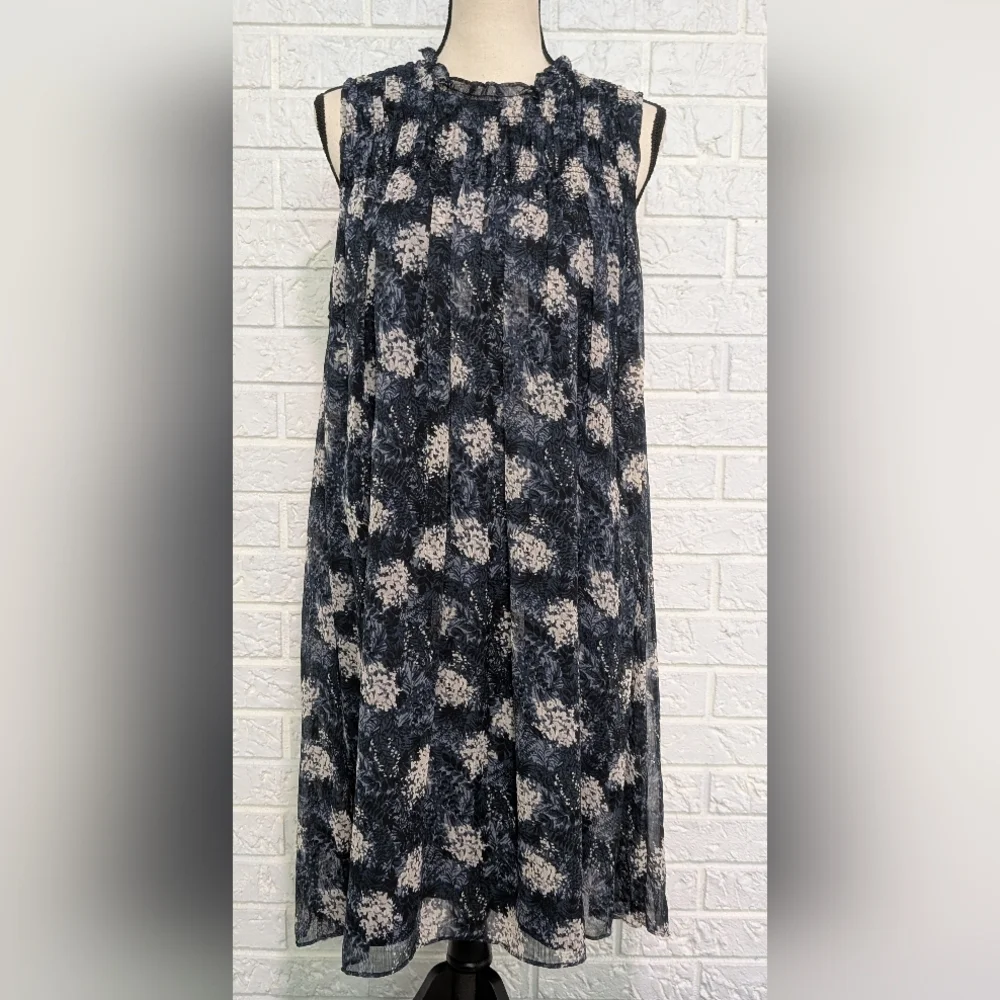 NWT Joie Baltic Print Mini Sleeveless Dress Sz Large Sheer Chiffon Flowy Blue - Picture 1 of 12
